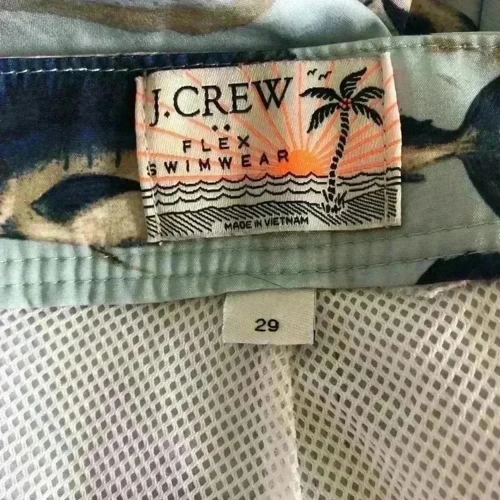 J. Crew Mens Marlin Print Flex Swimwear Trunks Size 29